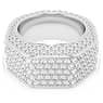 Dextera แหวนค็อกเทล, ทรงแปดเหลี่ยม ฝังแบบพาเว่, ขาว, เคลือบโรเดียม - Swarovski, 5651363