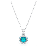 Birthstone pendant, Square cut, December, Blue, Rhodium plated - Swarovski, 5651707