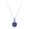 Birthstone pendant, Square cut, September, Blue, Rhodium plated - Swarovski, 5651790