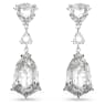 Mesmera drop earrings, Mixed cuts, White, Rhodium plated - Swarovski, 5652038