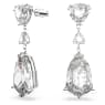 Mesmera drop earrings, Mixed cuts, White, Rhodium plated - Swarovski, 5652038