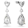 Mesmera drop earrings, Mixed cuts, White, Rhodium plated - Swarovski, 5652038