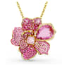 Idyllia hanger en broche, Pavé, Bloem, Roze, Goudkleurige toplaag - Swarovski, 5652068