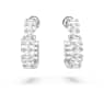 Matrix hoop earrings, Baguette cut, Heart, Small, White, Rhodium plated - Swarovski, 5653170