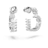 Matrix hoop earrings, Baguette cut, Heart, Small, White, Rhodium plated - Swarovski, 5653170