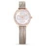 Attract watch, Swiss Made, Clover, Leather strap, Gray, Rose gold-tone finish - Swarovski, 5653350