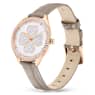Attract watch, Swiss Made, Clover, Leather strap, Gray, Rose gold-tone finish - Swarovski, 5653350