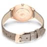 Attract watch, Swiss Made, Clover, Leather strap, Gray, Rose gold-tone finish - Swarovski, 5653350