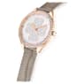 Attract watch, Swiss Made, Clover, Leather strap, Gray, Rose gold-tone finish - Swarovski, 5653350