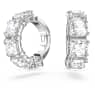 Náušnice klipsy Matrix, Čtvercový výbrus, Bílá, Pokoveno rhodiem - Swarovski, 5654557