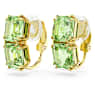 Millenia clip oorbellen, Square slijpvorm, Groen, Goudkleurige toplaag - Swarovski, 5654559