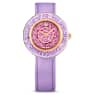 Crystalline lustre watch, Swiss Made, Leather strap, Purple, Rose gold-tone finish - Swarovski, 5656896