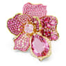 Idyllia cocktail ring, Pavé, Flower, Pink, Gold-tone plated - Swarovski, 5657282