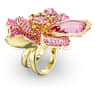 Idyllia cocktail ring, Pavé, Flower, Pink, Gold-tone plated - Swarovski, 5657282
