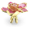 Idyllia cocktail ring, Pavé, Flower, Pink, Gold-tone plated - Swarovski, 5657282