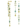 Gema drop earrings, Asymmetrical design, Mixed cuts, Extra long, Green, Gold-tone plated - Swarovski, 5657390