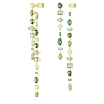 Gema drop earrings, Asymmetrical design, Mixed cuts, Extra long, Green, Gold-tone plated - Swarovski, 5657390