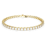 Matrix Tennis bracelet, Round cut, White, Gold-tone plated - Swarovski, 5657665