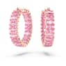 Matrix hoop earrings, Baguette cut, Pink, Rose gold-tone plated - Swarovski, 5657726