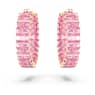 Matrix hoop earrings, Baguette cut, Pink, Rose gold-tone plated - Swarovski, 5657726