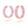 Matrix hoop earrings, Baguette cut, Pink, Rose gold-tone plated - Swarovski, 5657726