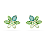 Gema stud earrings, Mixed cuts, Flower, Green, Gold-tone plated - Swarovski, 5658400