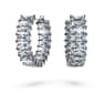 Matrix hoop earrings, Baguette cut, Grey, Ruthenium plated - Swarovski, 5658650