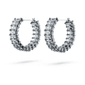 Matrix hoop earrings, Baguette cut, Grey, Ruthenium plated - Swarovski, 5658650