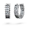 Matrix hoop earrings, Baguette cut, Grey, Ruthenium plated - Swarovski, 5658650