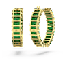 Matrix hoop earrings, Baguette cut, Green, Gold-tone plated - Swarovski, 5658651
