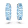 Matrix ต่างหูแบบห่วง, เจียระไนทรง Baguette, น้ำเงิน, เคลือบโรเดียม - Swarovski, 5659037