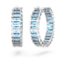 Matrix hoop earrings, Baguette cut, Blue, Rhodium plated - Swarovski, 5659037