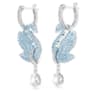 Swan drop earrings, Swan, Blue, Rhodium plated - Swarovski, 5660593