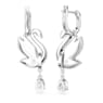 Swan drop earrings, Swan, Blue, Rhodium plated - Swarovski, 5660593
