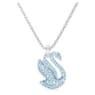 จี้สร้อยคอ Swan, หงส์, ขนาดกลาง, น้ำเงิน, เคลือบโรเดียม - Swarovski, 5660594