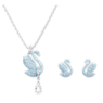 Swan set, Swan, Blue, Rhodium plated - Swarovski, 5660597