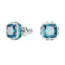 Birthstone stud earrings, Square cut, December, Blue, Rhodium plated - Swarovski, 5660796