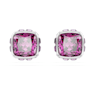 Birthstone 耳釘, 方形切割, 二月, 紫色, 鍍白金色 - Swarovski, 5660797