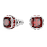 Birthstone stud earrings, Square cut, January, Red, Rhodium plated - Swarovski, 5660798