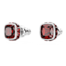 Birthstone stud earrings, Square cut, January, Red, Rhodium plated - Swarovski, 5660798