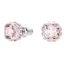 Clous d'oreilles Birthstone, Taille Carré, Juin, Roses, Métal rhodié - Swarovski, 5660799