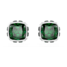 Birthstone stud earrings, Square cut, May, Green, Rhodium plated - Swarovski, 5660801