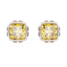 Birthstone stud earrings, Square cut, November, Yellow, Rhodium plated - Swarovski, 5660802
