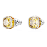 Birthstone stud earrings, Square cut, November, Yellow, Rhodium plated - Swarovski, 5660802