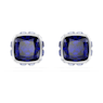 Birthstone Oorknopjes, Square slijpvorm, September, Blauw, Rodium toplaag - Swarovski, 5660803