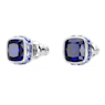 Birthstone stud earrings, Square cut, September, Blue, Rhodium plated - Swarovski, 5660803