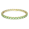 Matrix Tennis bracelet, Round cut, Green, Gold-tone plated - Swarovski, 5660912