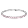 Matrix Tennis bracelet, Round cut, Pink, Rhodium plated - Swarovski, 5660913