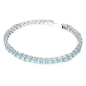 Matrix Tennis bracelet, Round cut, Blue, Rhodium plated - Swarovski, 5660914