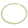 Matrix Tennis necklace, Round cut, Medium, Green, Gold-tone plated - Swarovski, 5661189